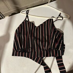 SHEIN Black and Red Striped Crop Top and pants
